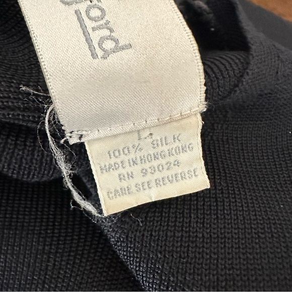 Vintage 90s Belford 100% Silk Black Longline Cardigan Sweater Minimalist Classic - Picture 12 of 16